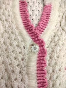 Designer Apple Cut Sweater (White N Pink)