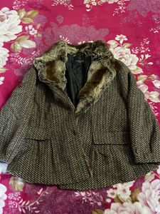 Fur Collar Chevron Jacket