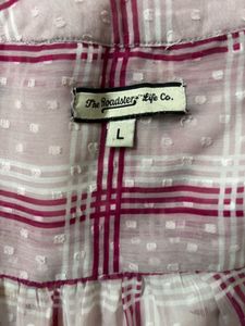 Pink Plaid Button-Up Top