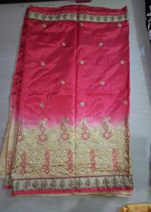 Elegant Pink Embroidered Saree