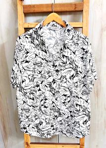 White Printed Cotton Shirt Size-40-42