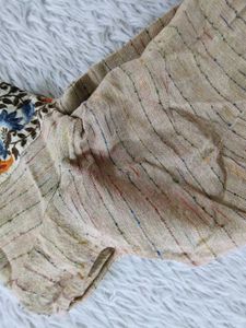 Coral And Beige Embroidered Saree (Women&#39;s)