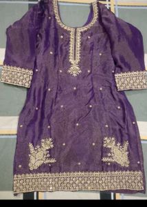 Heavy Embroidery Short Kurti With Skirt Dupatta
