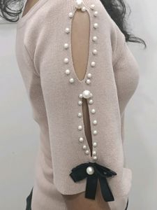 Beaded Off Sleeve Top