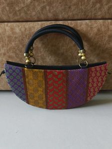 Ethnic J Blues Hand Bag With Diamond Broach