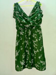 Green Floral V-Neck Dress