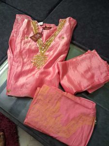 Pink Embroidered Kurta Set xl