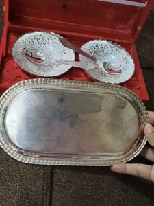Vintage Silver Plated Bowl &amp; Tray Set