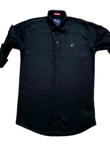 CLOCK Pure Black Semi-Formal Shirt