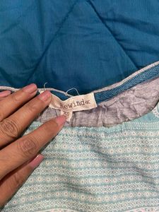 Blue Patterned Lace Top