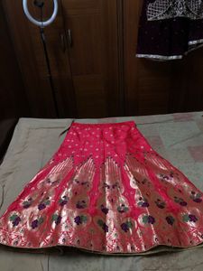 Navy Blue Kurti with Coral Accents