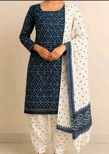 Blue Printed Kurta Set