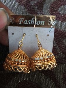 Gold Jhumka Earrings
