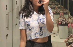 Dragon Printed Crop Shirt