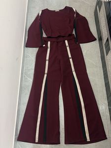 Burgundy Co-ord Set with Flare Sleeves