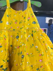 Yellow Floral Print Frock💛💫