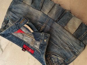 Distressed Denim Mini Skirt