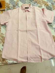 Mens Casual Baby Pink Half Sleeves Shirt