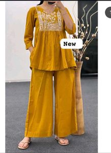 Boho Embroidered Top &amp; Palazzo Pants Set