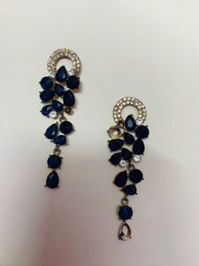 Navy Teardrop Dangle Earrings