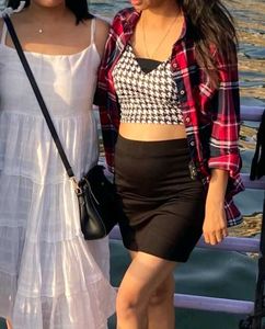 Houndstooth Crop Top &amp; Skirt