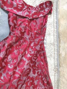 Elegant Red & Silver Party Dress