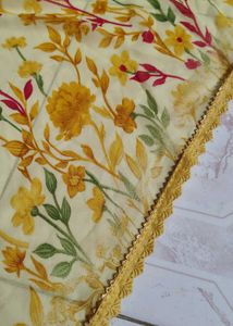 Floral Yellow Beautiful New Saree