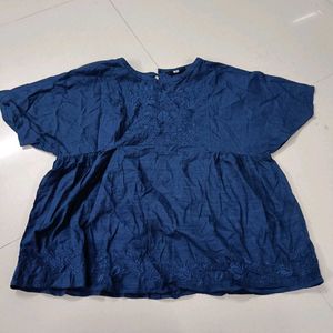 Blue Embroidered Top