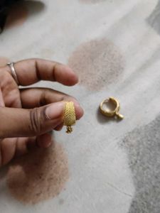 Gold Heart Dangle Hoop Earrings