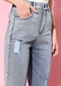 Distress light faded pure cotton stretchable jeans