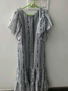 Striped Midi Dress with Ruffles