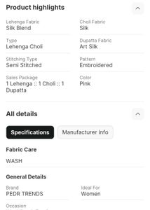 Pink Embroidered Lehenga Choli Set