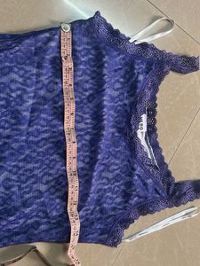 Blue Lace Trim Tank Top
