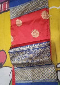 New Saree Red And Blue