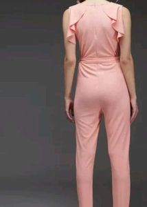 V-neck Waist Tie Basic Jumpsuit