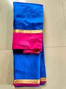 Blue &amp; Pink Silk Saree
