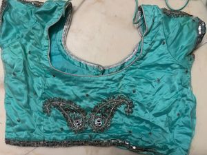 Teal Embellished saree