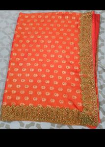 Orange Embellished Saree