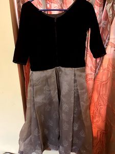 Beautiful Frock With Velvet And Organza Meteiral