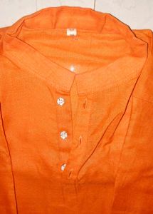 Orange Cotton Kurta MEN