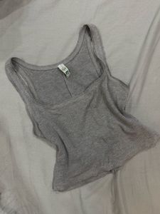 Newme grey ribbed crop top