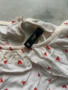 Heart Print Smocked Crop Top