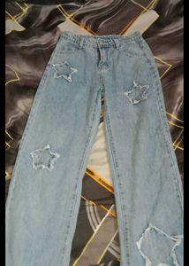 Star Cutout Wide Leg Jeans