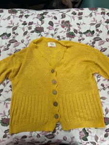 Yellow V Label Cardigan