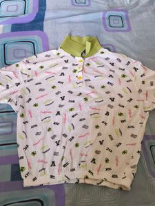 Retro Graphic Print Polo Shirt
