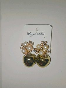 Elegant Golden Pearl Drop Earrings