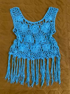 Crochet Fringe Tank Top Fits S-M