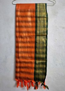 Orange Silk Blend Saree