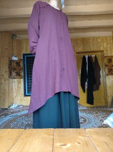 Maroon Button-Down top and skirt Abaya