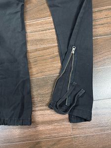 Black Cargo Pants with Zipper Detail